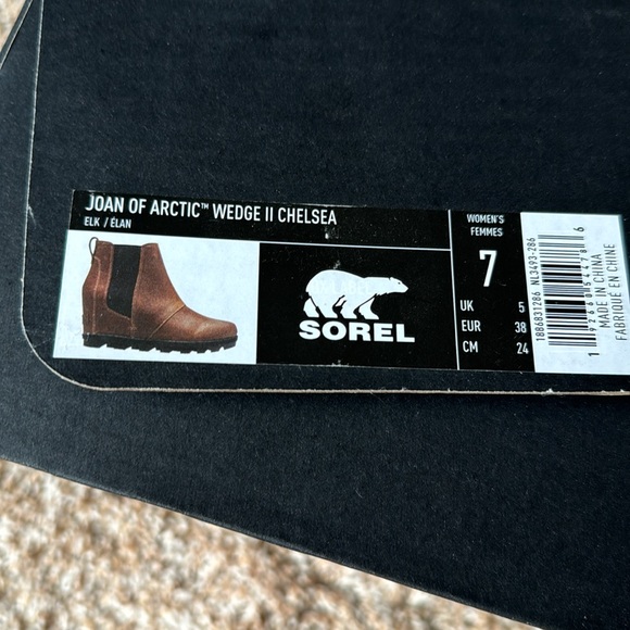 Women’s Sorel Joan of Arctic Wedge II Chelsea, size 7, color is Elk (tan) - Picture 6 of 6